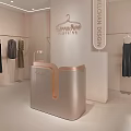 Elegant Modern Clothing Store Interior With Hanging Dresses Reception Desk And Brand Sign