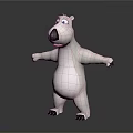 Cartoon Polar Bear Game Movie Character Standing With Arms Outstretched White Body Black Nose Paws
