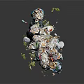 Overfilled Public Facility Trash Bin With Piled Plastic Bottles Vegetable Leaves And Scattered Waste