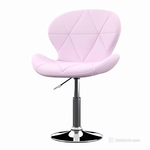 Modern Pink Leather Table and Chair Set With Geometric Pattern Design 3d model 