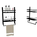 Black Multi Layer Hardware Tools Wall Mounted Storage Shelves With Towel Holder