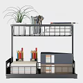 Bathroom Wall Cabinet Double Layer Black Metal Storage With Toiletries Towel Essentials