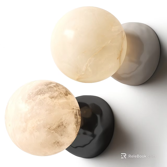 Minimalist Globe Wall Lamp With Beige And Black Finish For Home Decor 3d model 