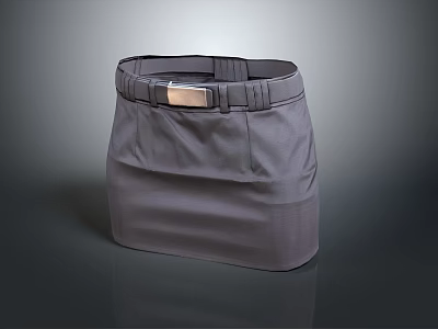 Stylish Gray Skirt With Belt And Metal Buckle For Casual Outfits 3d model