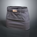 Stylish Gray Skirt With Belt And Metal Buckle For Casual Outfits