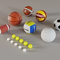 Diverse Sports Equipment Balls Including Basketball Football Volleyball Rugby and Golf Balls