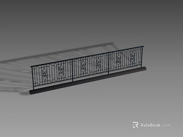 Sturdy Metal Fence With Ornate Decorative Patterns For Outdoor Balcony Railing Design 3d model 