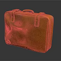 Vintage Orange Leather Suitcase with Top Handle and Buckle Accent Details