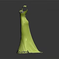 Yellow Sleeveless Evening Dress With High Neck Slim Fit And Black Floral Patterns
