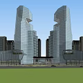 Modern Commercial Complex Featuring High Rise Buildings And Open Atrium Space