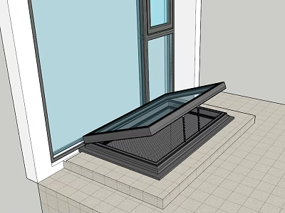 Modern Residential Building With Large Windows And Glass Skylight On Balcony 3d model