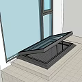 Modern Residential Building With Large Windows And Glass Skylight On Balcony