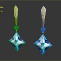 Fashion Earrings With Golden Top And Blue Diamond Cut Sparkling Gemstone