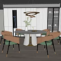 Light Luxury Dining Table and Chair Combination Dining Table and Chair 3d model