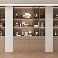 Modern Minimalist Wooden Bookcase With Built In LED Lighting Decor Ornaments And Spacious Storage Drawers