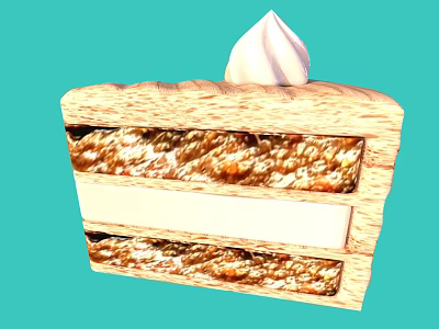 Delicious Layered Cake With Cream Filling And Whipped Cream Topping 3d model