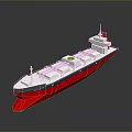 White And Red Tanker Ship Model With Deck Structure And Green Area 3d model