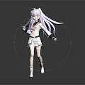 Anime Style 3D Character With Purple Long Hair Red Eyes And White Outfit Running Pose