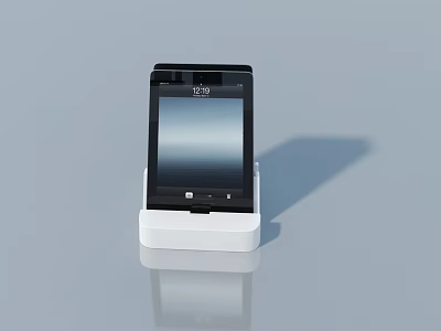 Modern Flat Door Digital Device With White Base And Black Screen 3d model