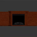 Stylish Red Wooden Fireplace With Shelves On Both Sides And Decorative Interior