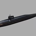 Black Military Submarine Model With Long Hull And Antenna Structure