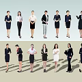 Group of Professional Women in Business Attire with Diverse Standing Poses