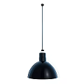 Black Minimalist Pendant Light With Long Rod And Hemispherical Shade Design