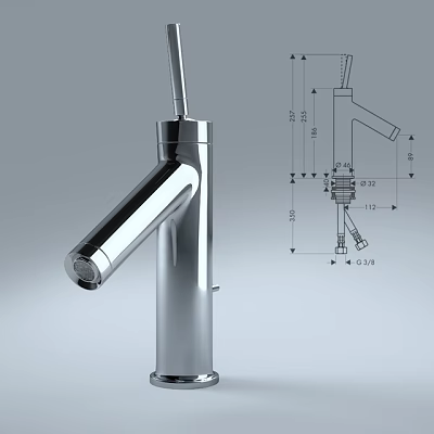 Modern Stainless Steel Faucet Design With Single Handle And High Arc Spout 3d model