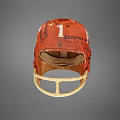 Vintage Red Football Helmet With Handwritten PASS And Text Details