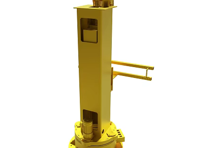 Yellow Industrial Mechanical Equipment With Vertical Column Base And Side Arm Structure 3d model