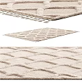 Beige Square Rug With Geometric Grid Pattern And Tassel Edges Soft Plush Texture 3d model