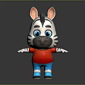 Cute Zebra Cartoon Character Featuring Red Shirt Blue Shoes And Standing Pose