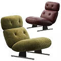 Modern Tufted Upholstered Leisure Lounge Chair In Multiple Colors With Sturdy Metal Base And Footstool