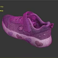 Cute Kids Purple Pink Heart Pattern Sneakers With Soft Sole And Velcro Strap
