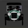 Green Vintage Car With Black Top Shiny Body And Classic Retro Design