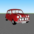 Classic Red Small Car Featuring White Stripes And Round Headlights Design 3d model