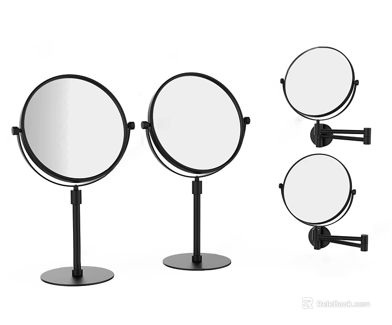 Stylish Round Black Mirrors Tabletop And Wall Mounted Home Decor Designs 3d model 