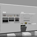 Modern Kitchen Interior With Built in Appliances White Cabinets And Marble Countertops