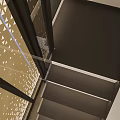 Modern Elevator With Glass Door And Black Frame Interior Staircase Lighting Design 3d model