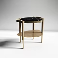 Modern Side Table With Black Marble Top And Brass Frame Lower Shelf Design 3d model