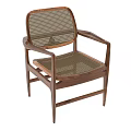 Minimalist Leisure Chair With Wooden Frame Rattan Mesh Back And Seat