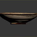 Hand Carved Ceramic Plate With Spiral Pattern Brown Rim And Creamy White Surface Artisanal Craftsmanship