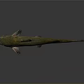 Yellow Green Catfish with Black Fins and Whiskers on Gray Background