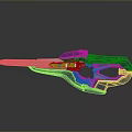 Futuristic Sci Fi Weapon With Blue Silver Finish And Glowing Green Accents