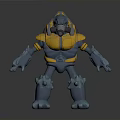 Armored Character Creature 3D Model Design With Yellow Blue Armor And Clawed Feet