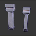 White Column Scene Components With Grid Texture Multi Layer Structure And Black Base