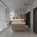 Modern Bathroom Interior Design With Glass Shower Wooden Vanity And Natural Light