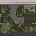 Courtyard Garden Design With Green Plants Stones Wooden Deck And Seating