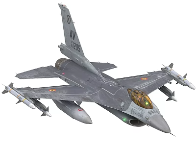 Gray Military Fighter Jet With Mounted Missiles And Cockpit Design Features 3d model