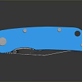Modern Blue Folding Knife With Textured Handle And Metal Components On Reflective Surface